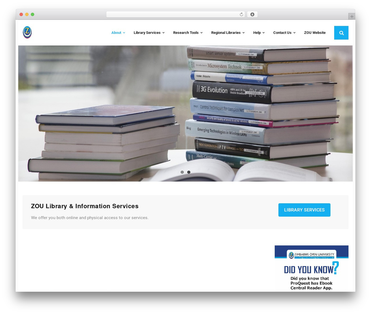 Shuttle WordPress theme - library.zou.ac.zw