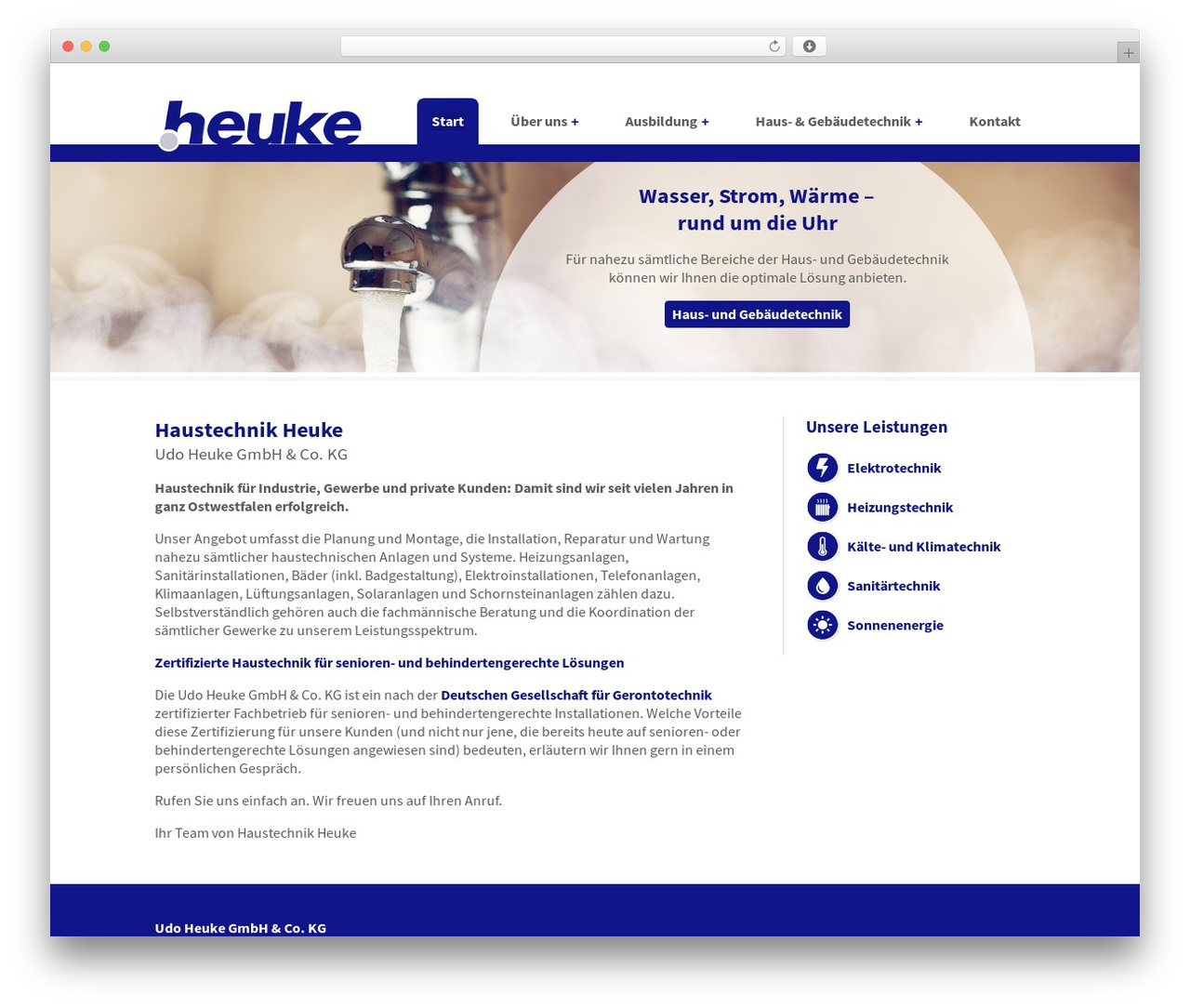 Heuke WordPress theme design - haustechnik-heuke.de