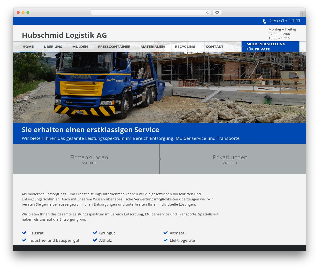 WP theme Hayloft Wordpress Theme - hufschmid-transporte.ch