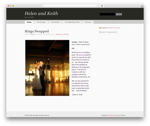simpleX WordPress theme - helenandkeith.com