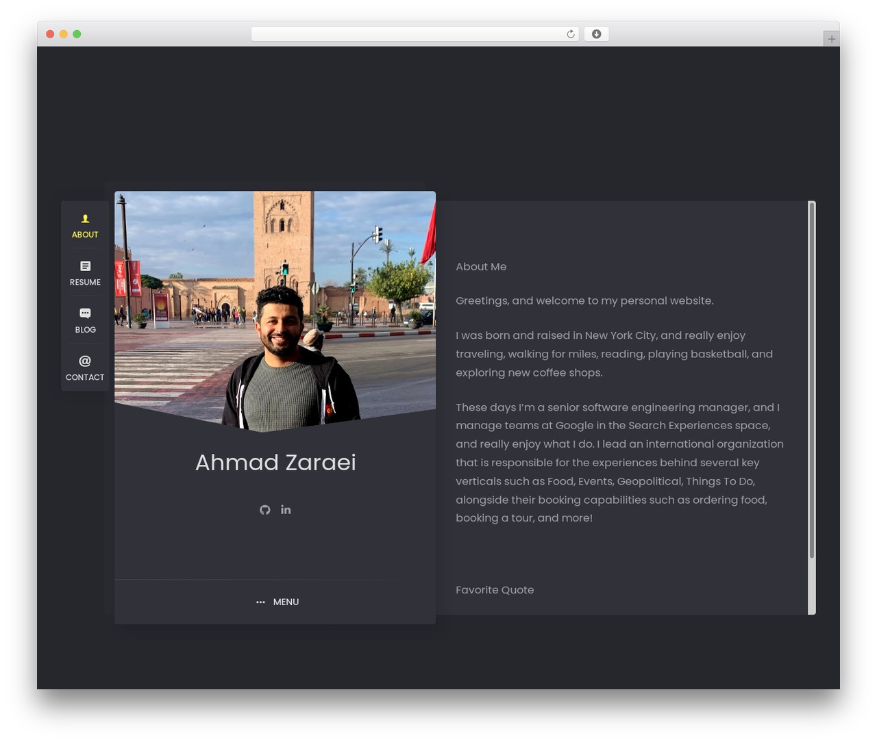 ryancv WordPress theme - ahmadzaraei.com