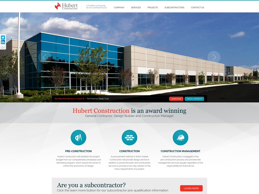 WordPress theme Hubert Construction by Wood Street, Inc.