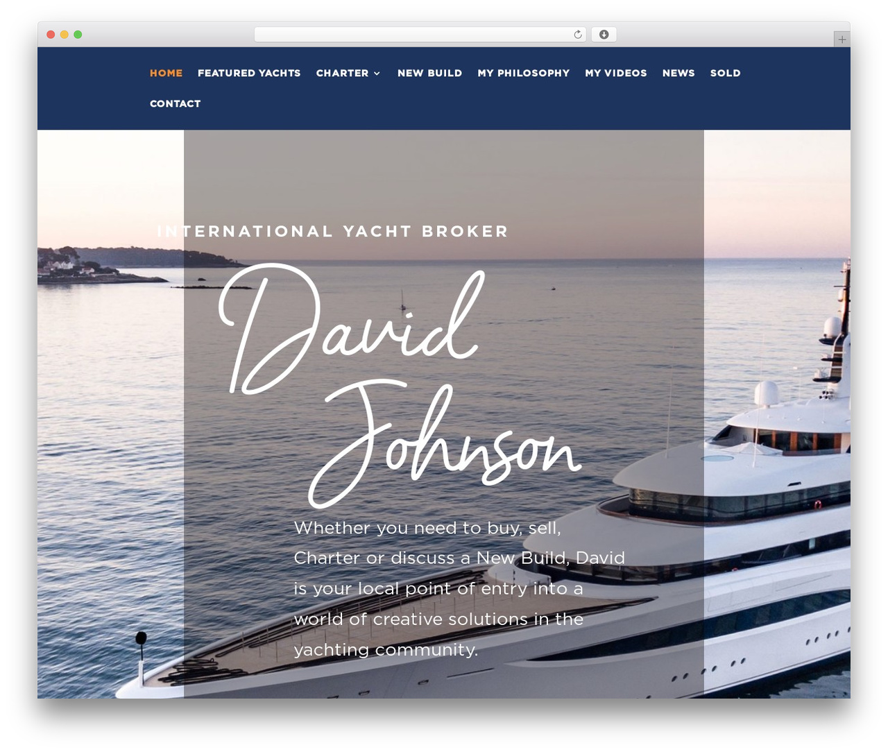 WordPress theme Divi - davidjohnsonyachtsales.com