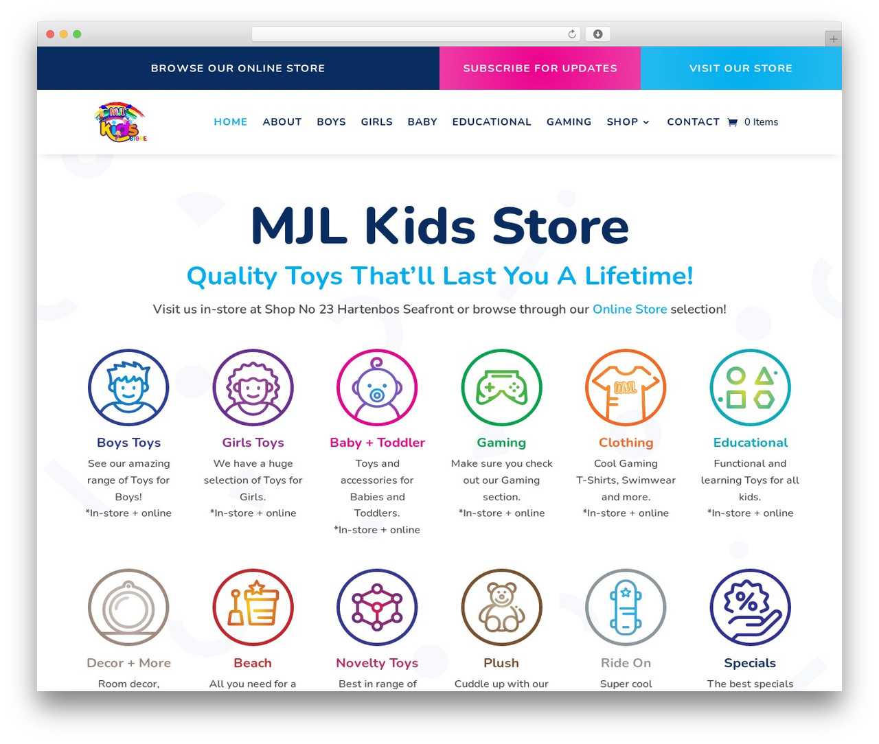 Divi theme WordPress - mjlkidsstore.co.za