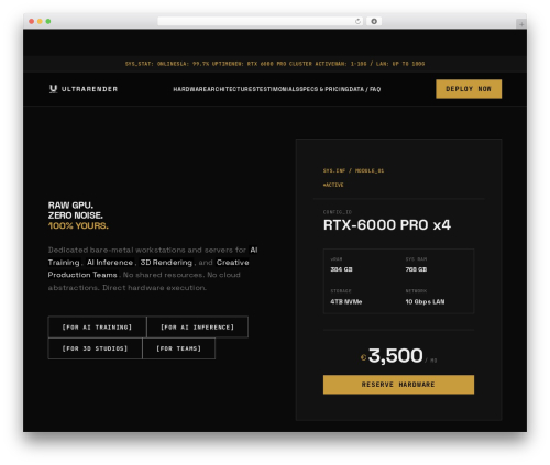 WordPress theme OneHost - ultrarender.com