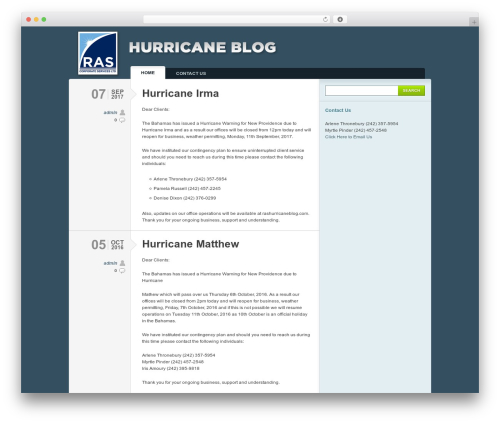 Typebased WordPress blog theme - rashurricaneblog.com