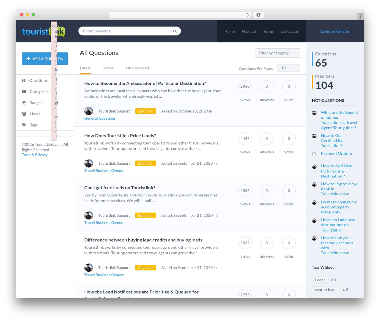 WordPress theme QAEngine - help.touristlink.com WordPress theme QAEngine - help.touristlink.com