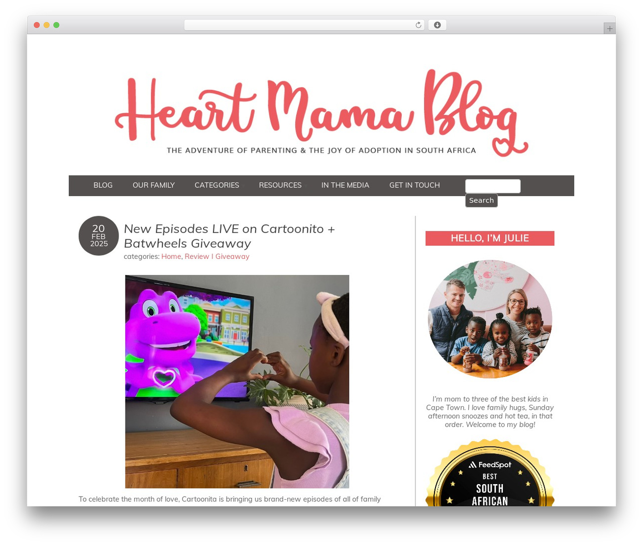WordPress theme Adelle - heartmamablog.co.za