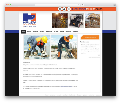 WP theme Catalyst - haleyhire.com.au
