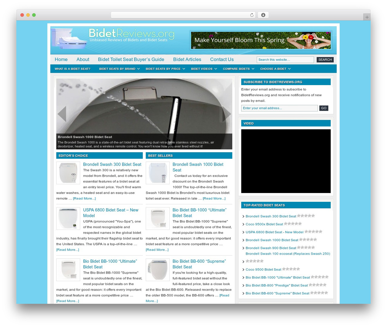 Genesis WordPress website theme - bidetreviews.org
