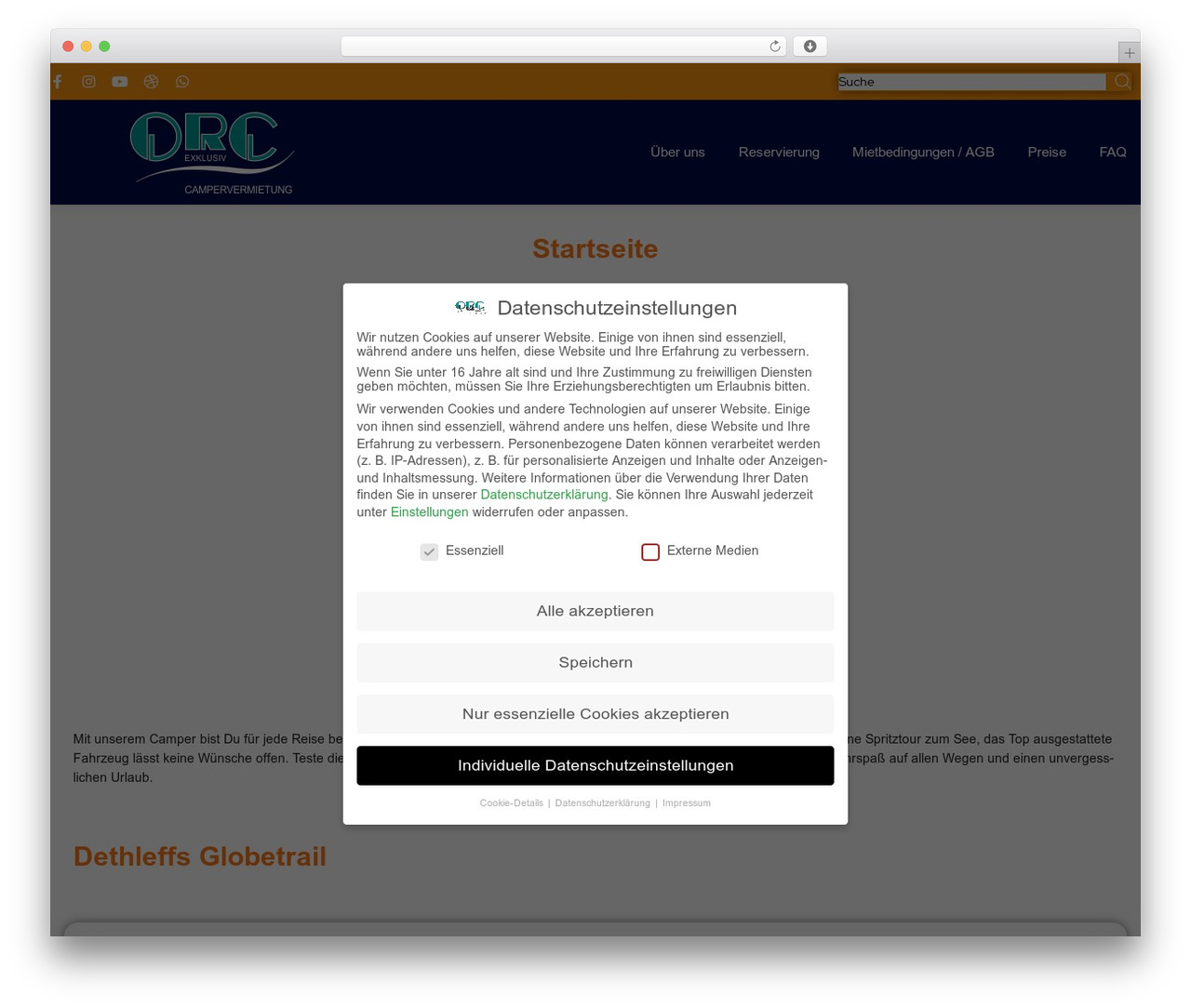Glossel theme WordPress - orc-campervermietung.de