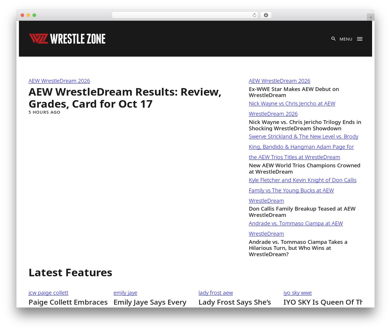 WordPress theme Evolve Media - www.wrestlezone.com