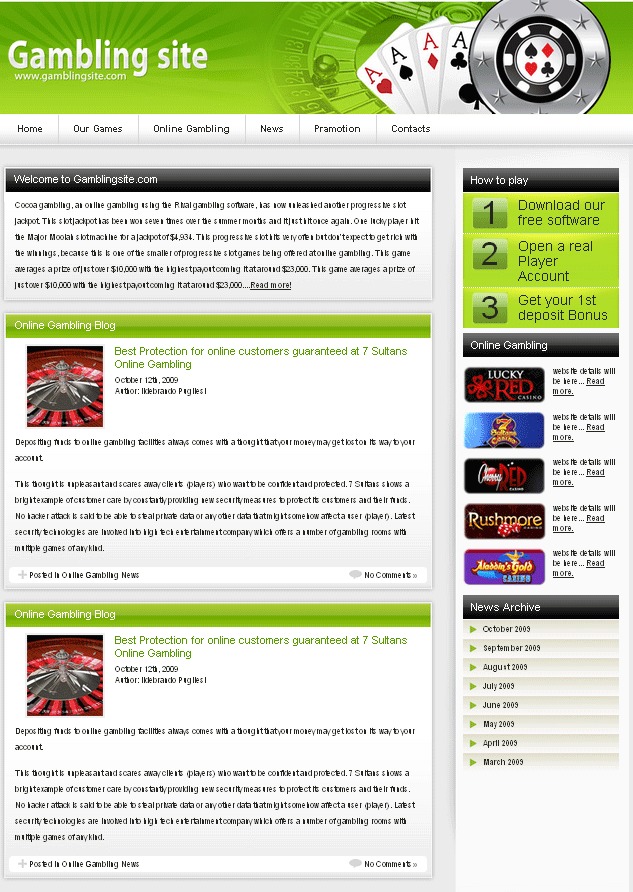WordPress theme Gambling Theme by alkesh.gupta@gmail.om