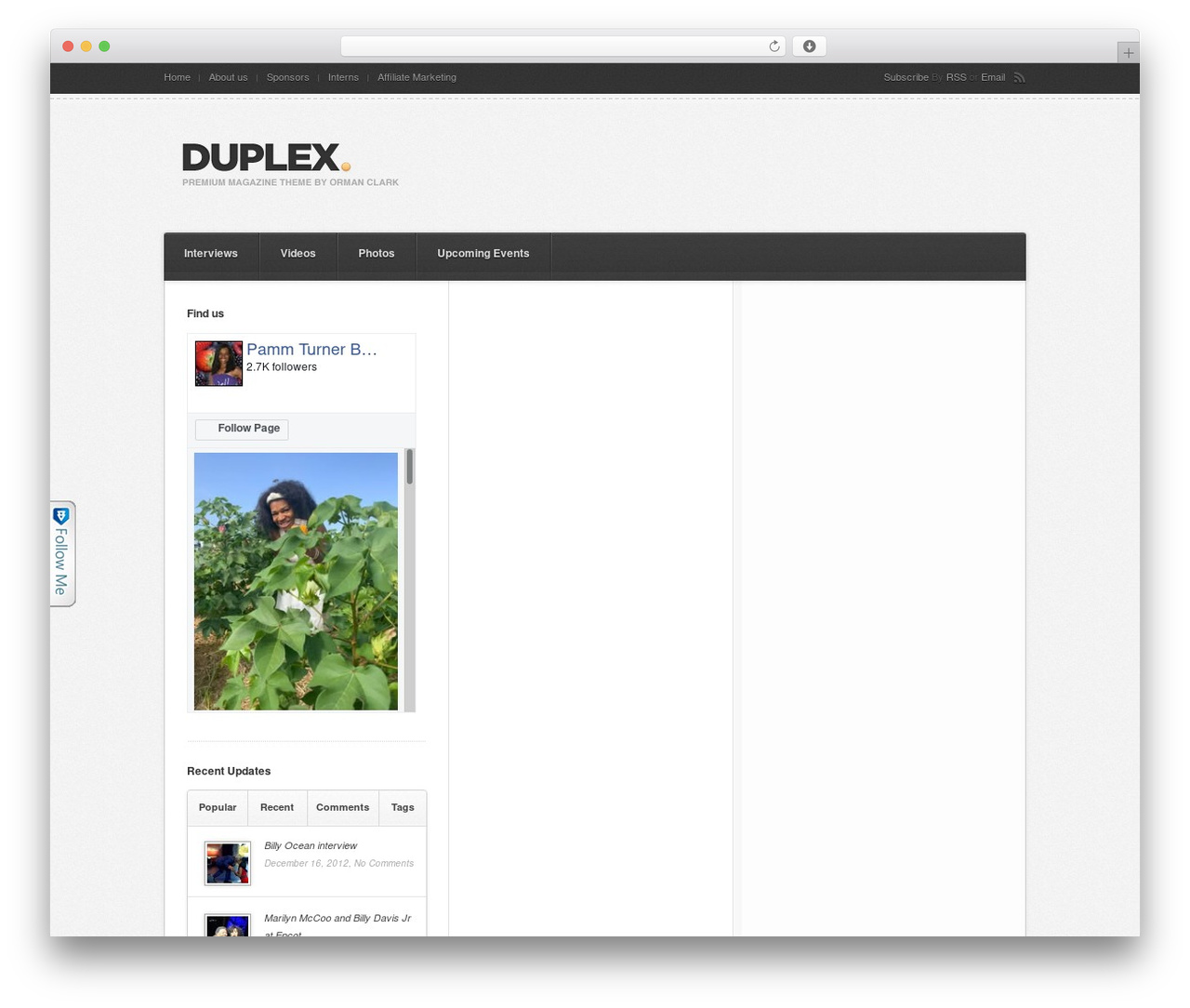 Duplex WordPress theme - backstageminute.com
