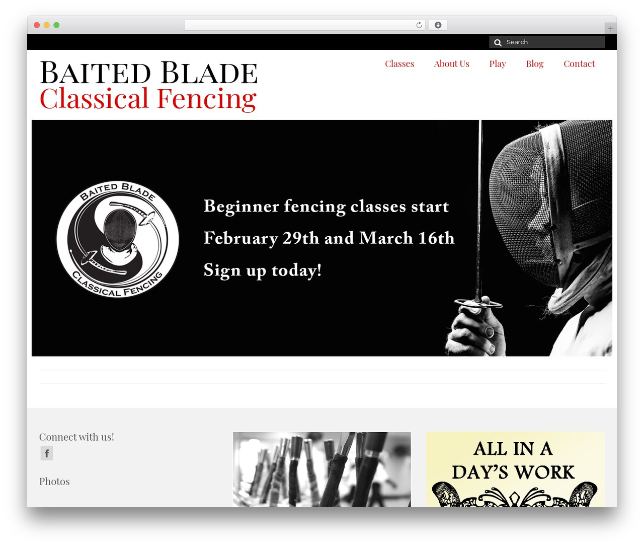 Virtue WordPress theme design - baitedbladefencing.com