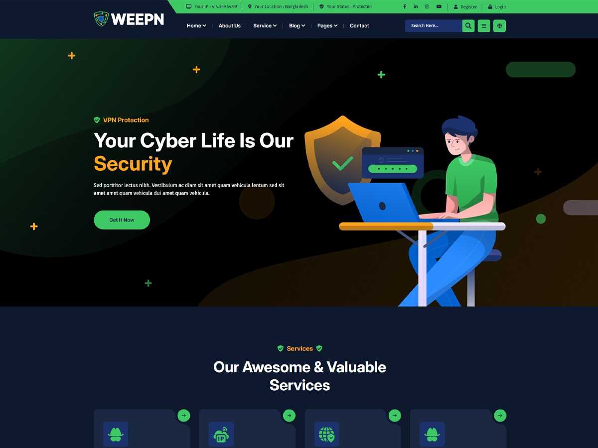 Weepn business WordPress theme by Vecurosoft