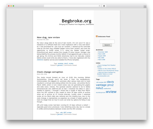 Default theme WordPress - begbroke.org