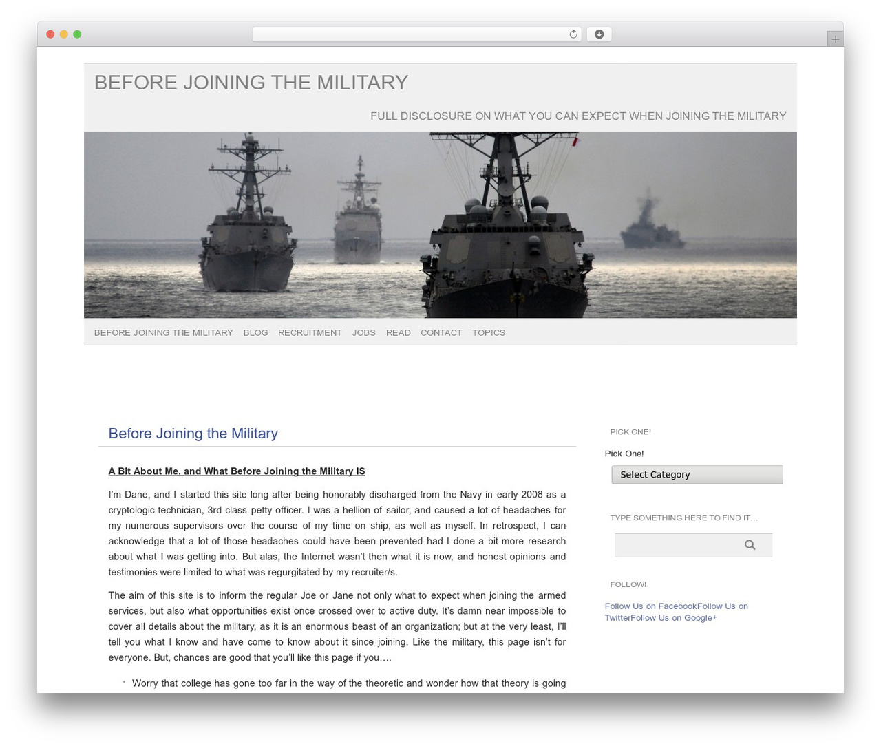 picolight theme WordPress - beforejoiningthemilitary.com