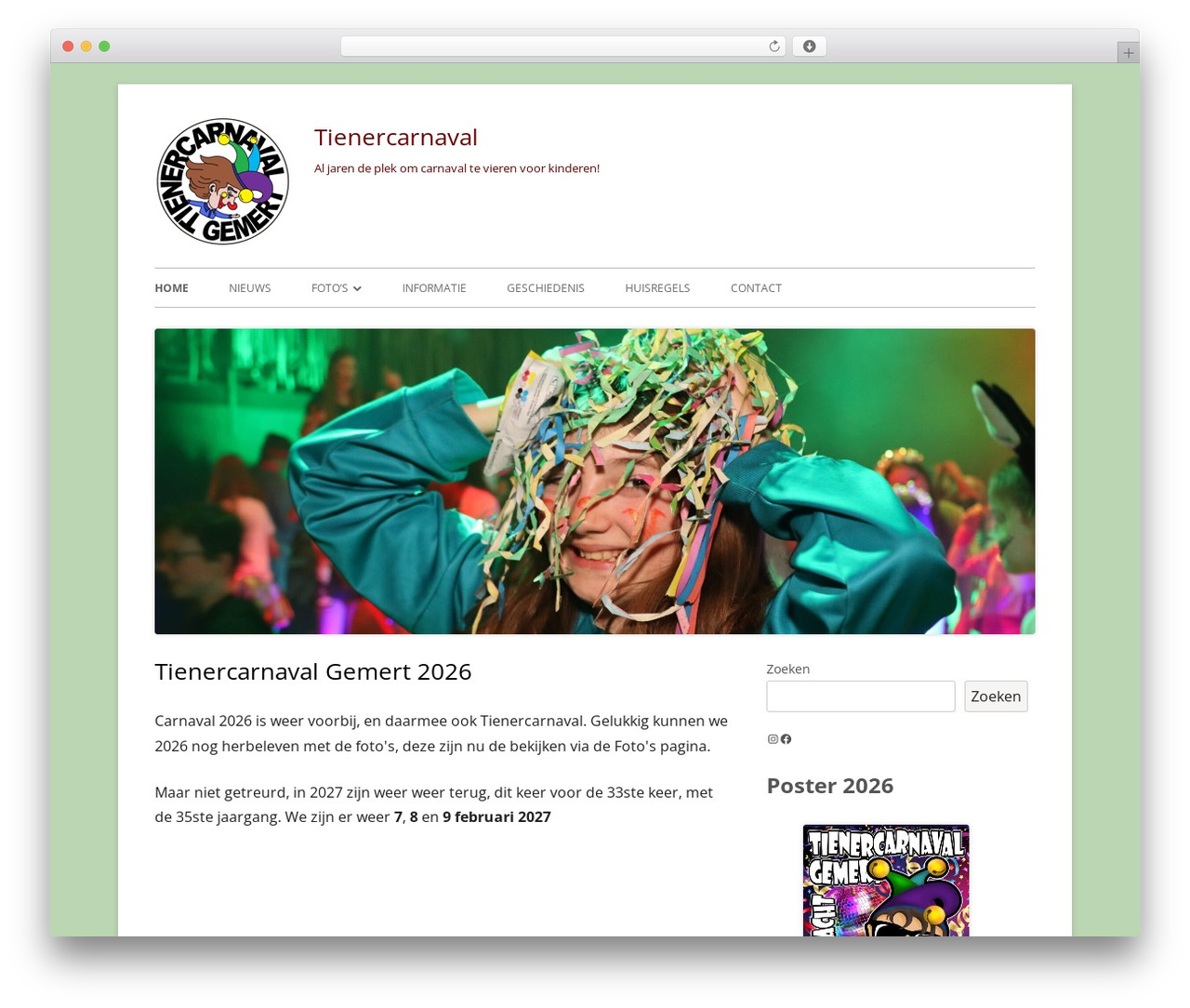 Tiny Framework theme WordPress - tienercarnaval.nl