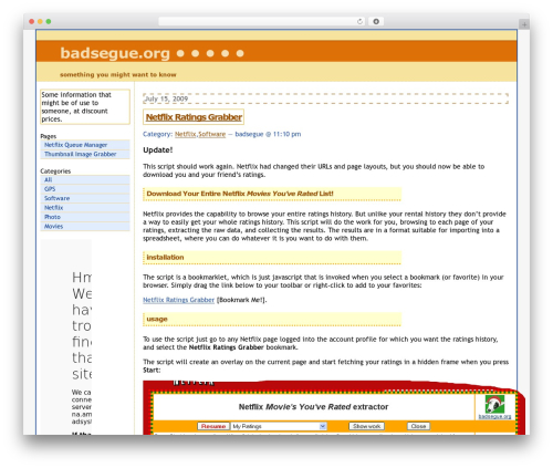 Orange premium WordPress theme - badsegue.org