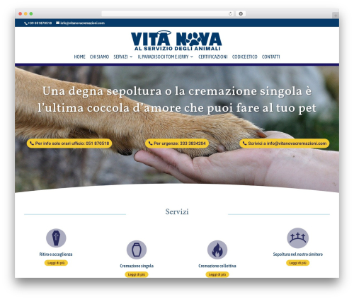 WordPress theme Divi - vitanovacremazioni.com
