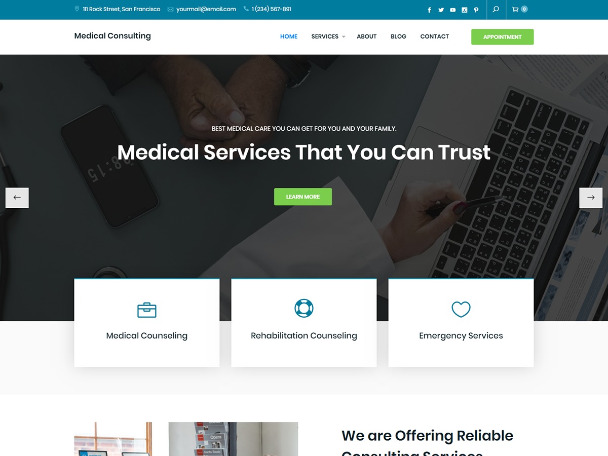 Medical Consulting WordPress template for business