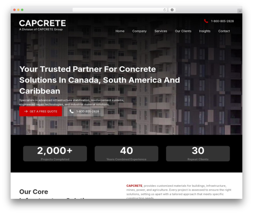 WP theme Beaver Builder Theme - capcrete.ca