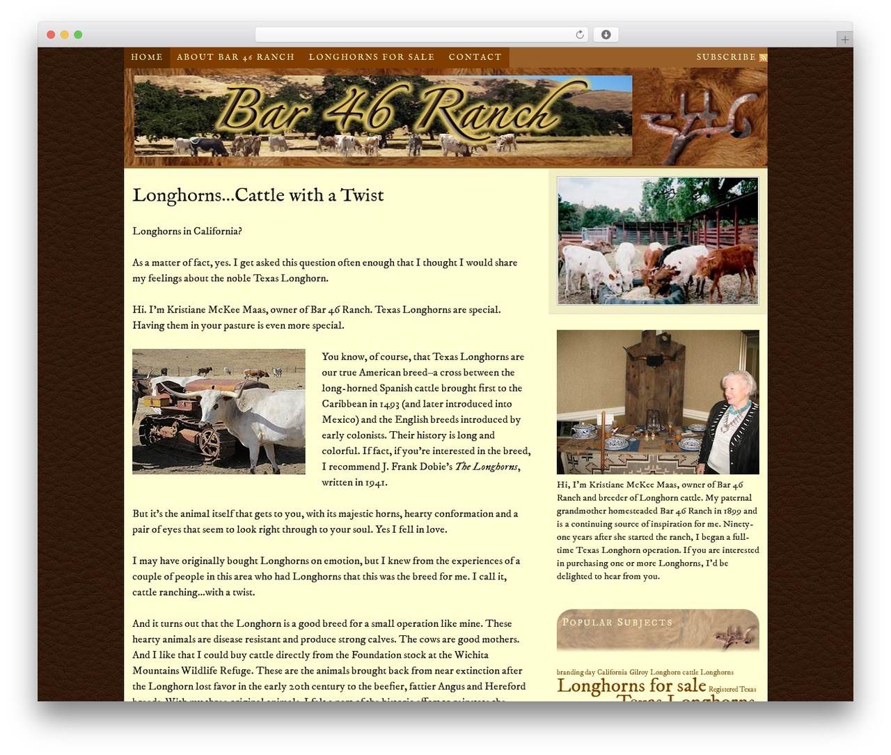 Thesis theme WordPress - bar46ranchlonghorns.com