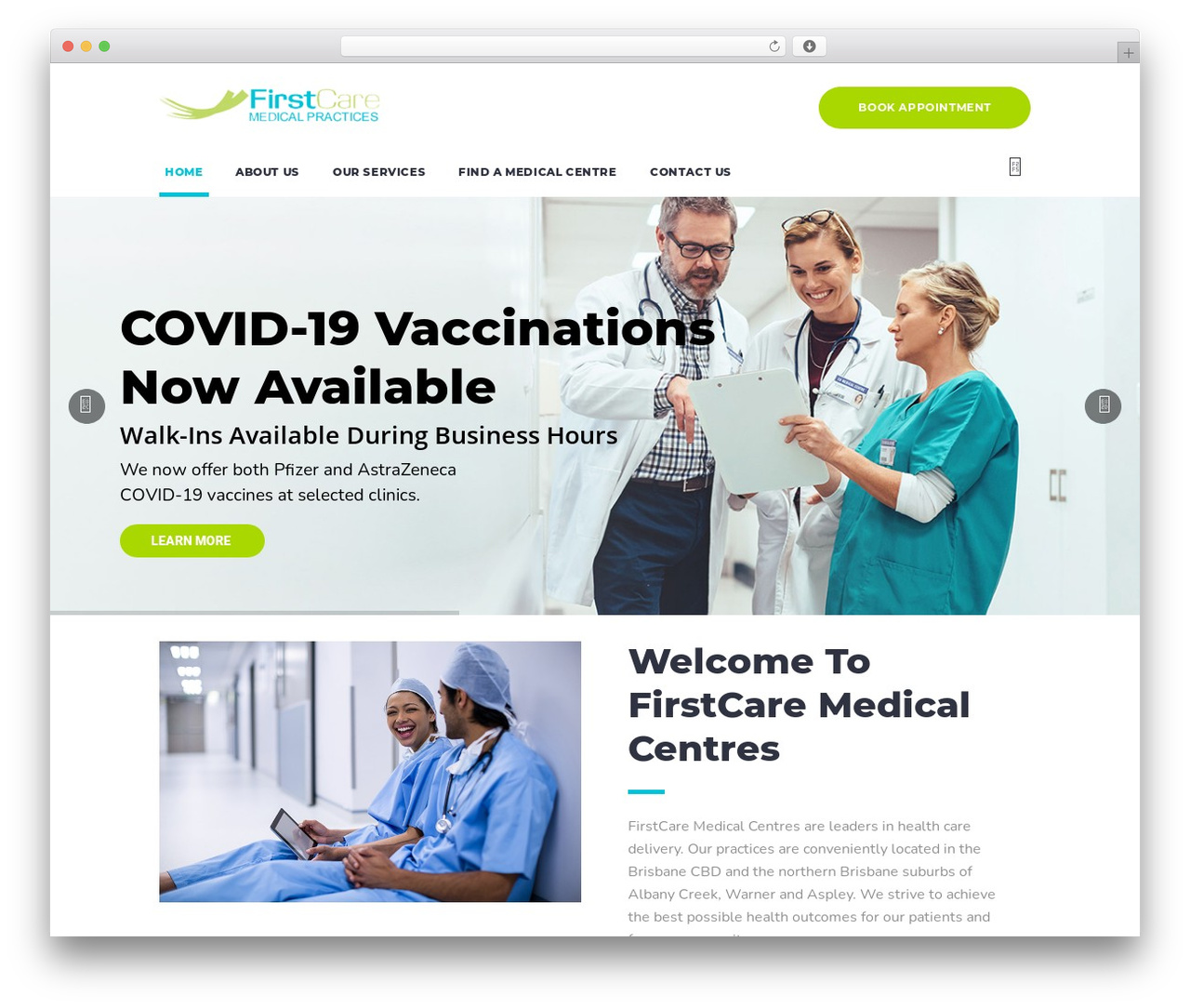HouseMed medical WordPress theme - firstcaredoctors.com.au