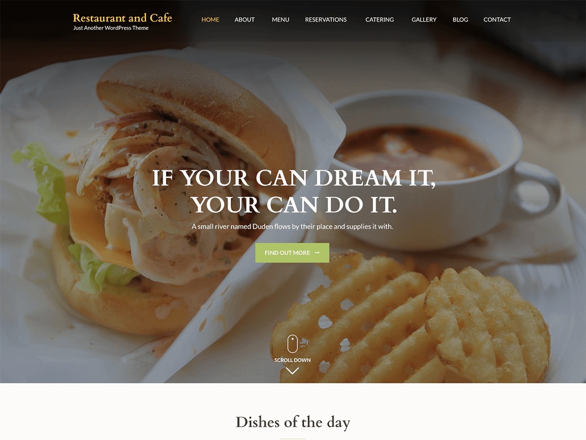 Restaurant and Cafe Pro WordPress ecommerce template