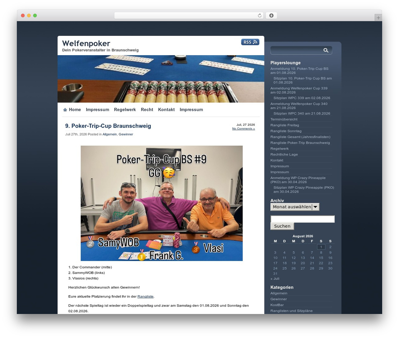 WordPress theme proSlate - blog.welfenpoker.de