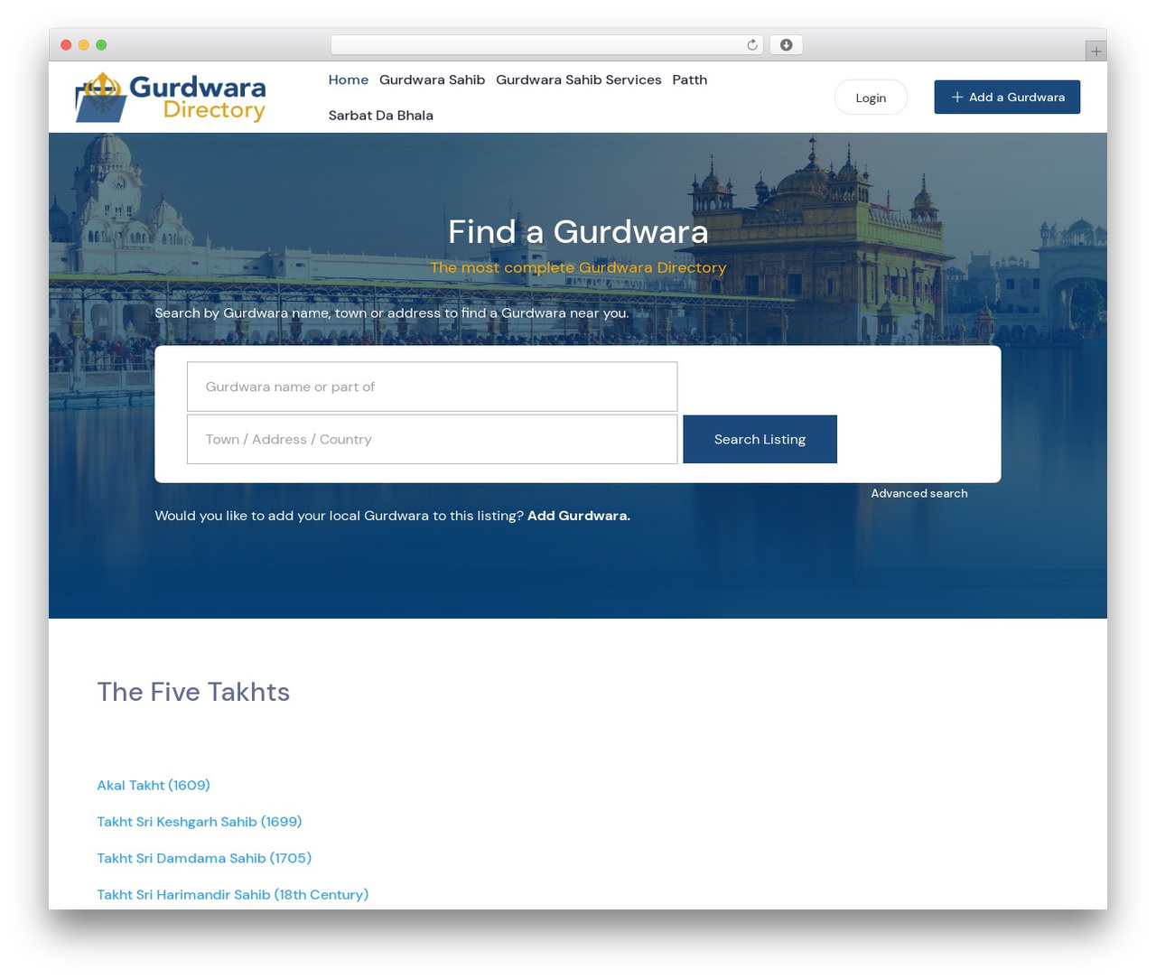dList WordPress theme - gurdwaradirectory.com