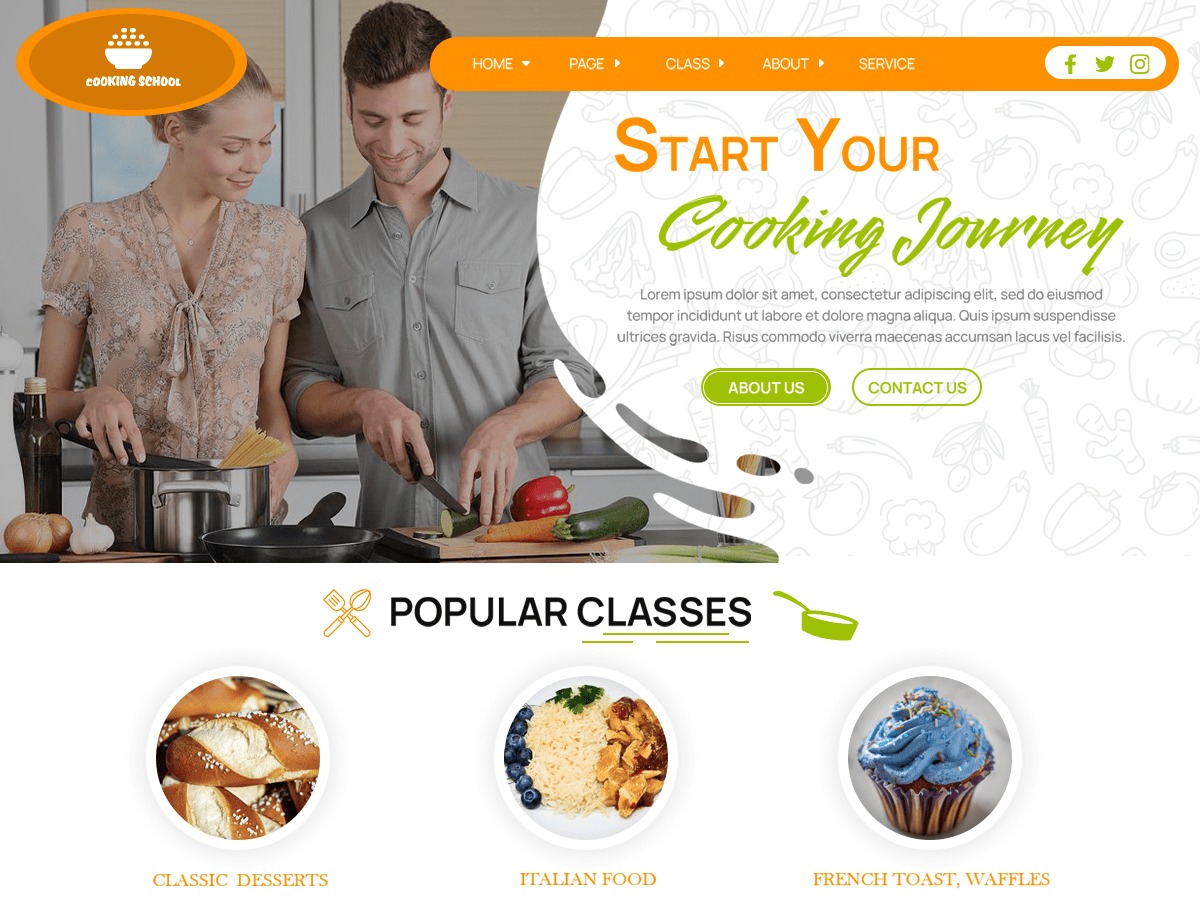 Theme WordPress Cooking Classes by classictemplate