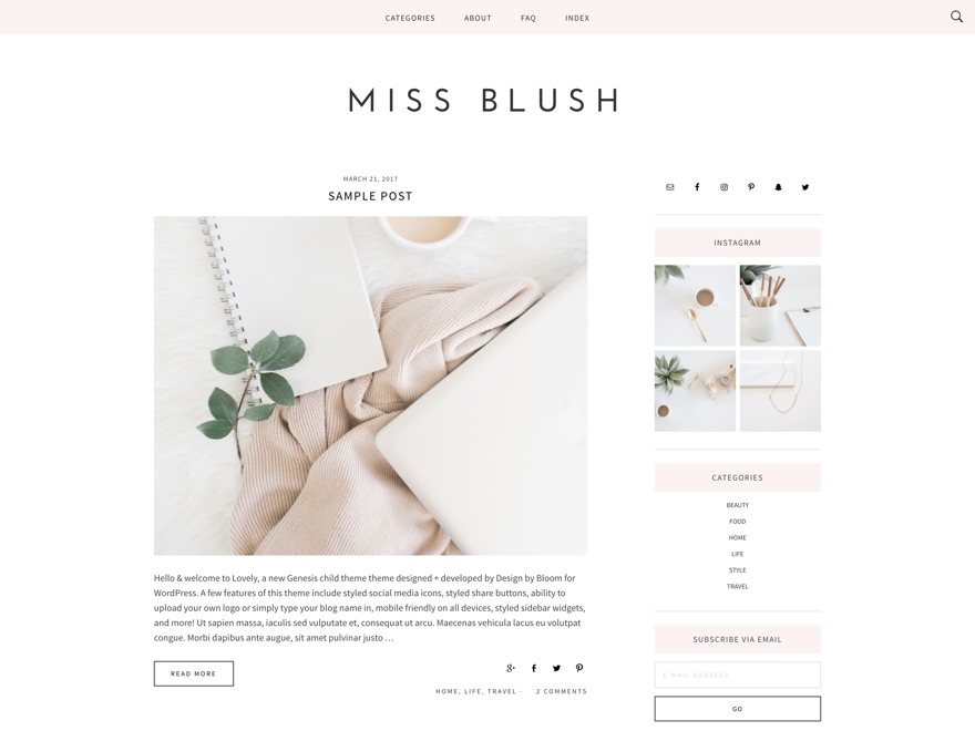 WordPress theme Blush WordPress theme Blush