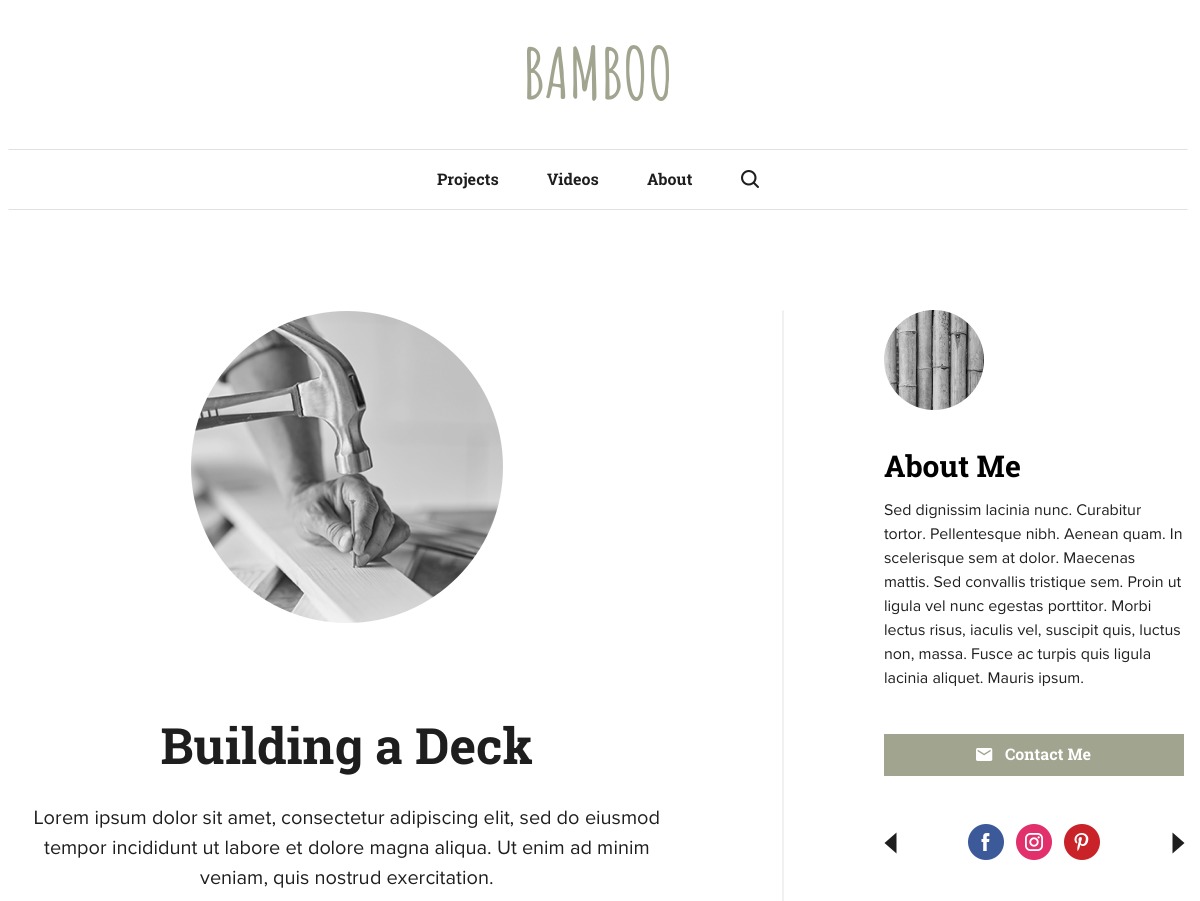 WordPress website theme Bamboo