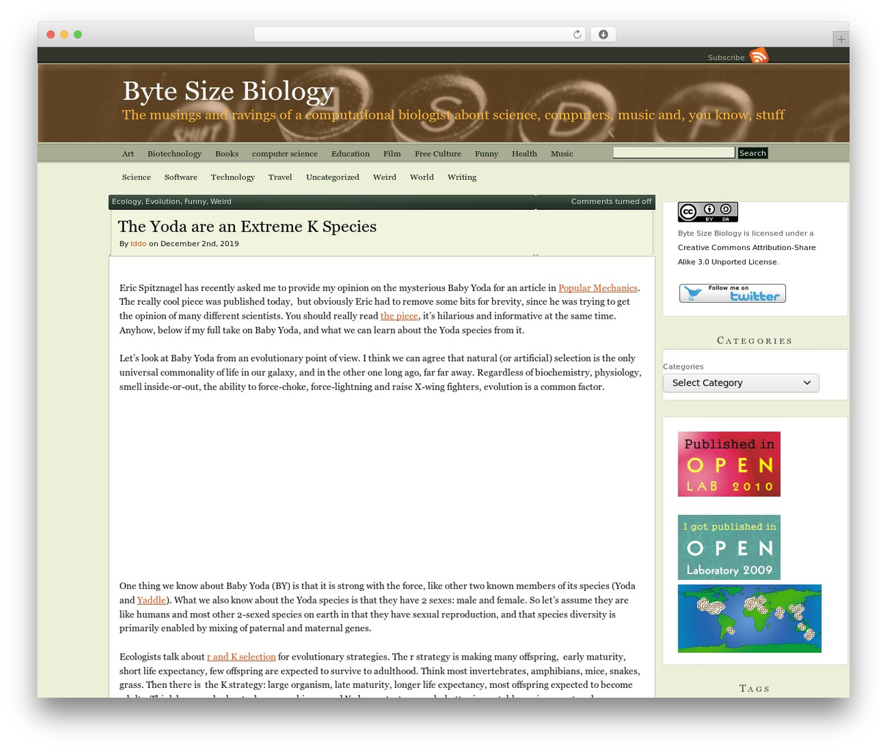 PressPlay WordPress theme - bytesizebio.net