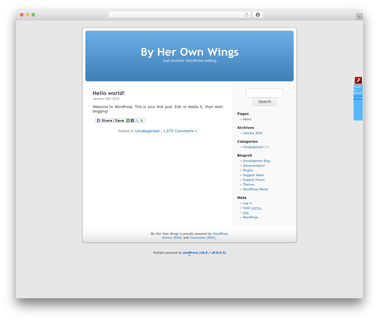 WordPress Default top WordPress theme - byherownwings.com