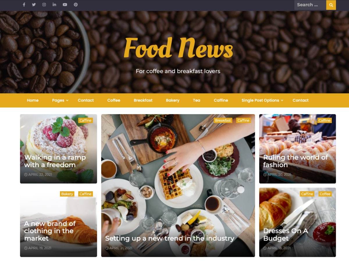Food News WordPress magazine theme