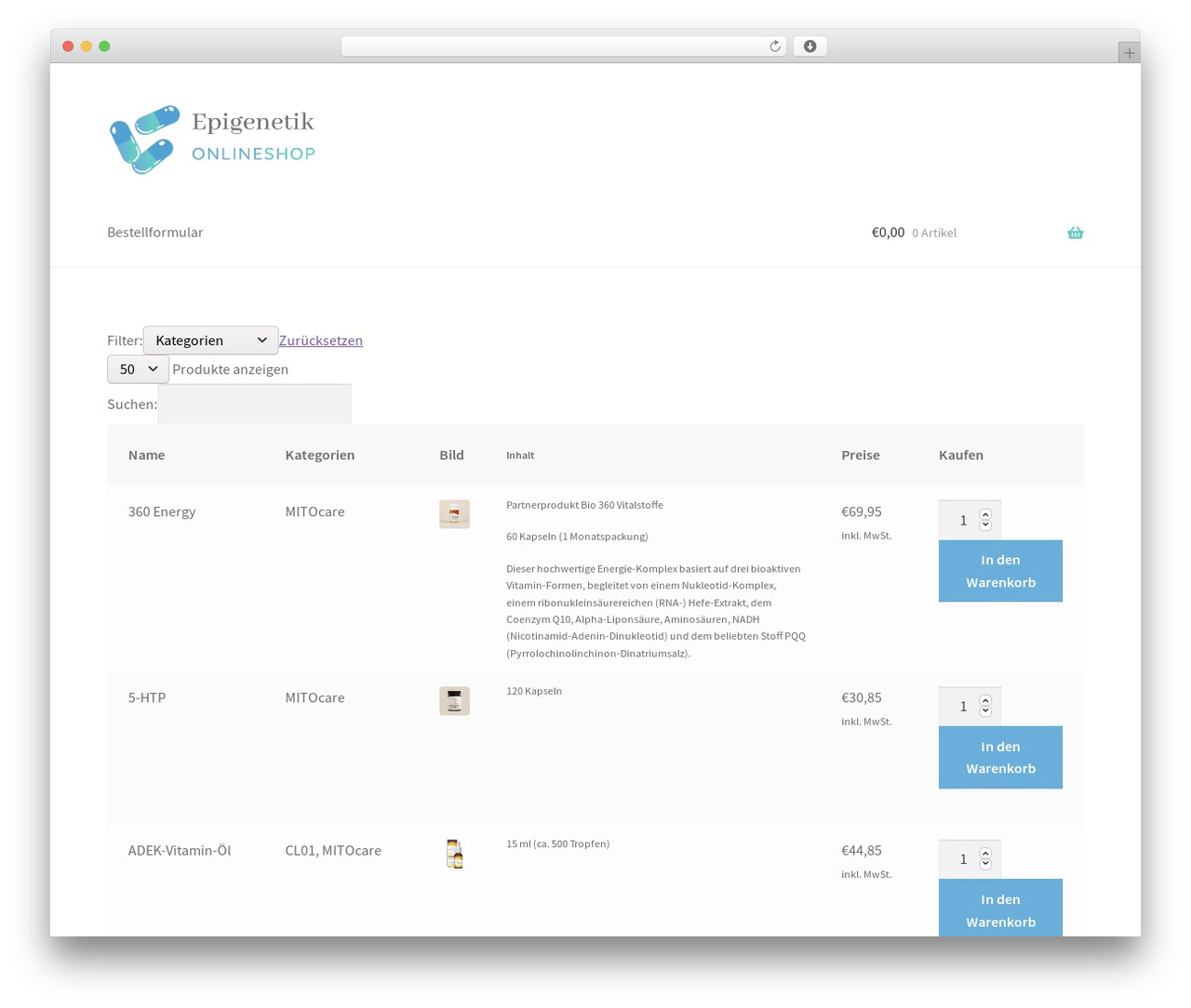 Storefront WordPress ecommerce theme - epigenetik.shop