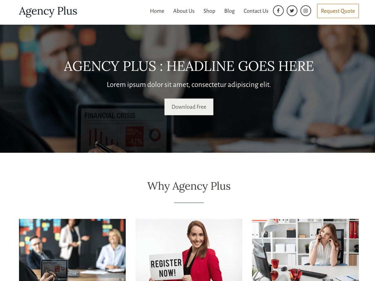Agency Plus WordPress template for business