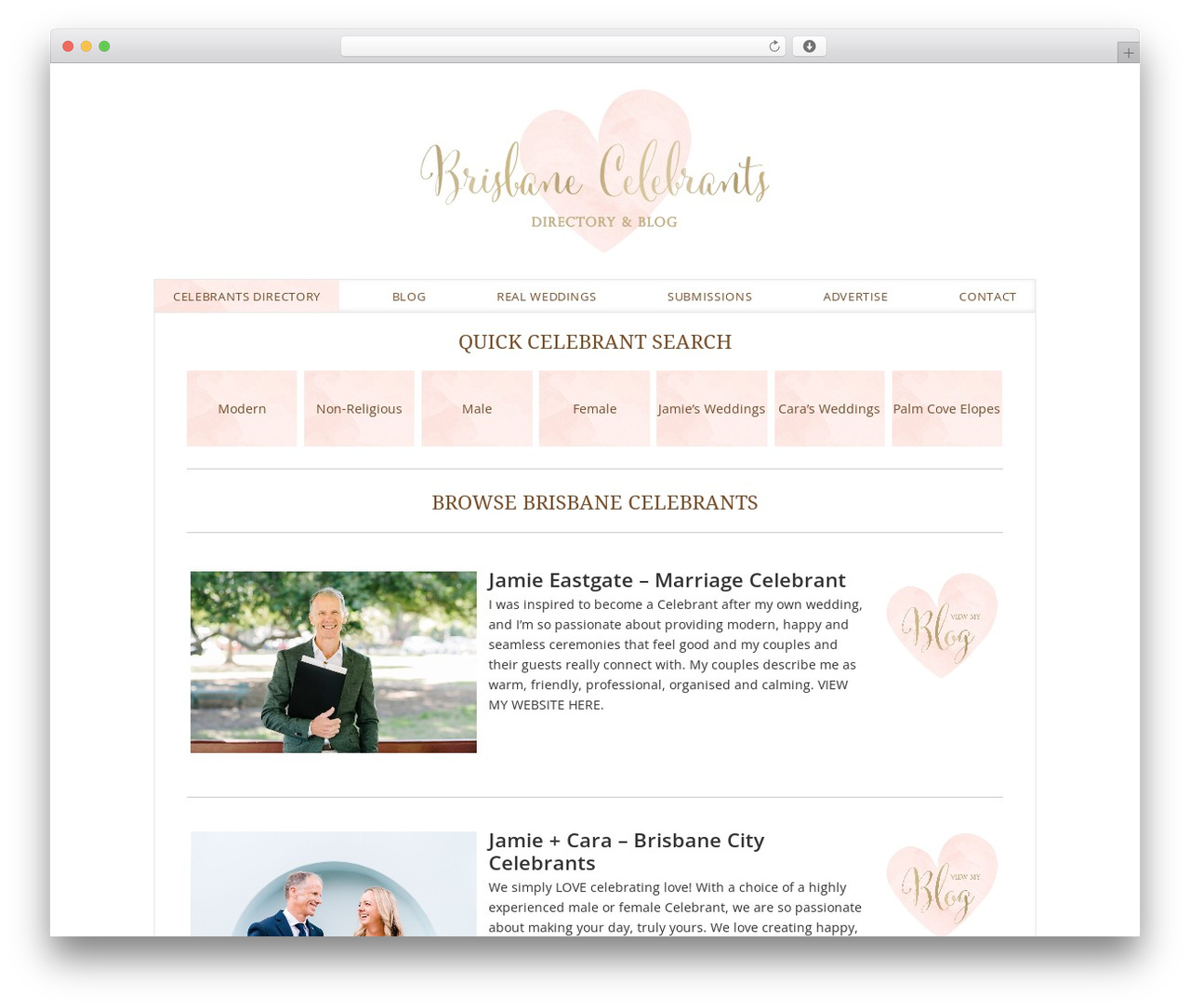 Catalyst WordPress page theme - brisbanecelebrants.co