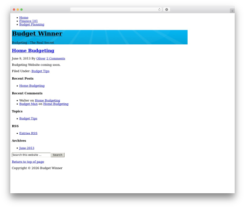 WordPress theme Genesis - budgetwin.com