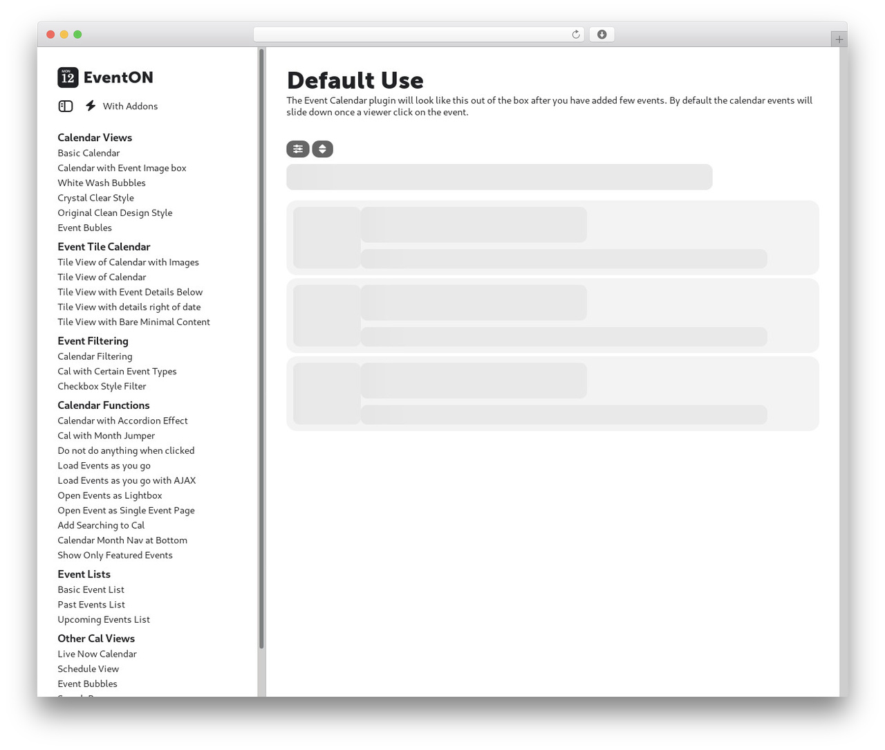 DEMO Website WordPress theme - demo.myeventon.com