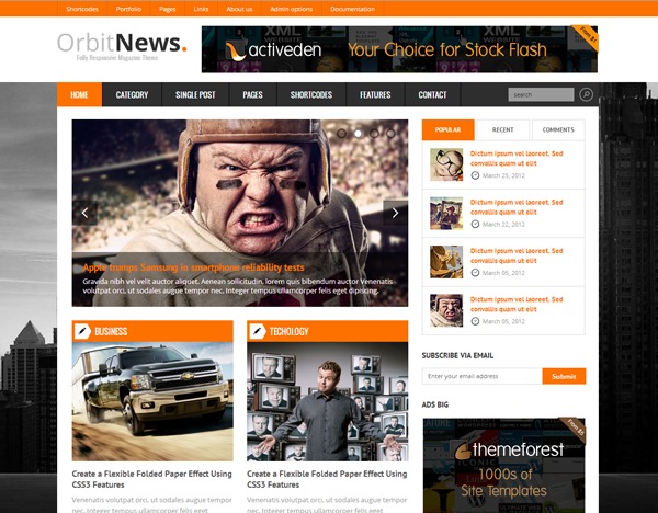 Orbit News WordPress news theme