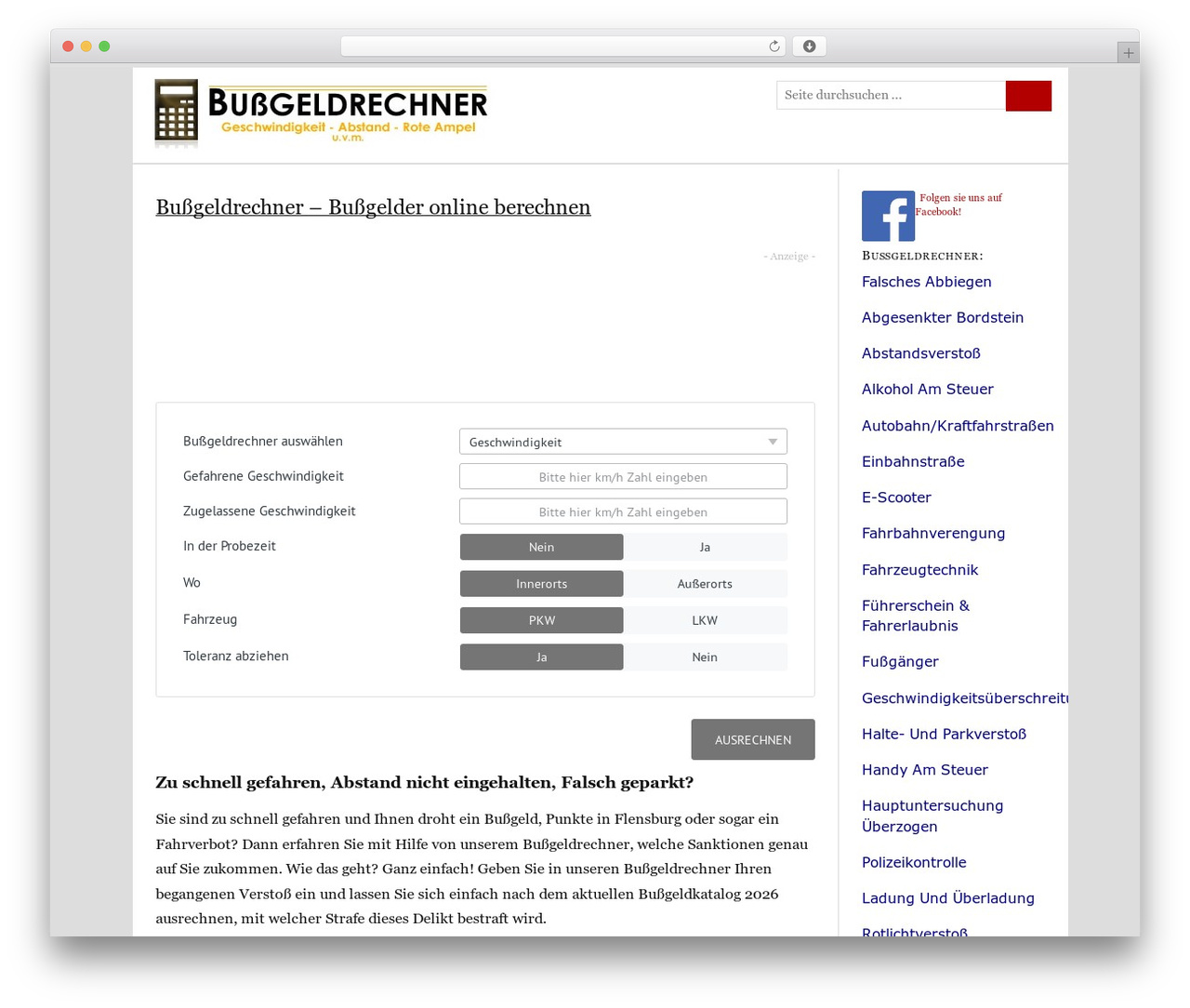 Thesis theme WordPress - bussgeldrechner.com