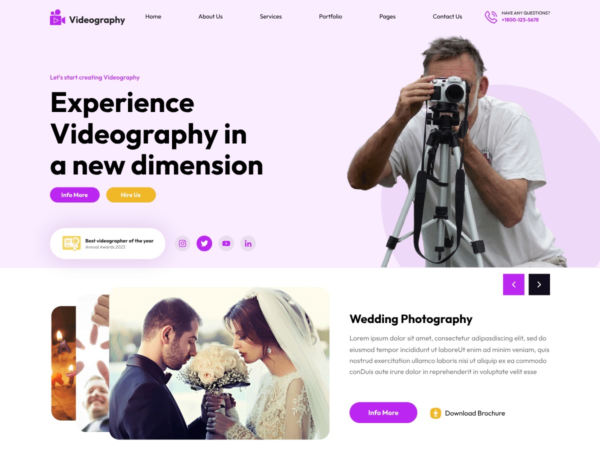 Videographer Studio best wedding WordPress theme
