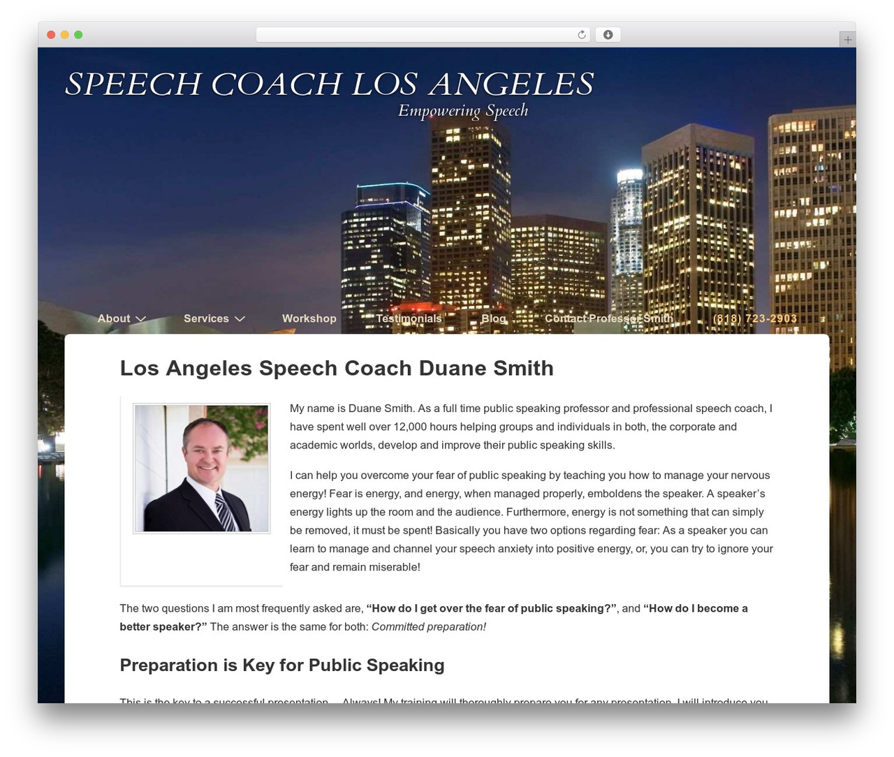 Responsive WordPress theme - speechcoachlosangeles.com