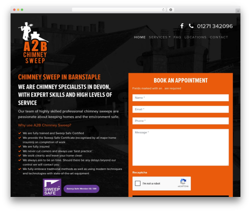 WordPress theme A2b Sweep - a2bchimneysweep.com