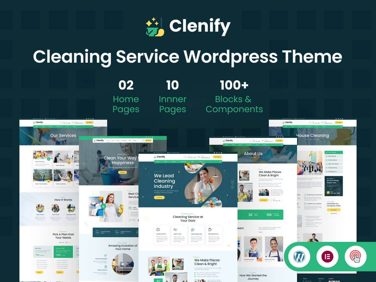 Clenify WordPress theme design by BoomDevs