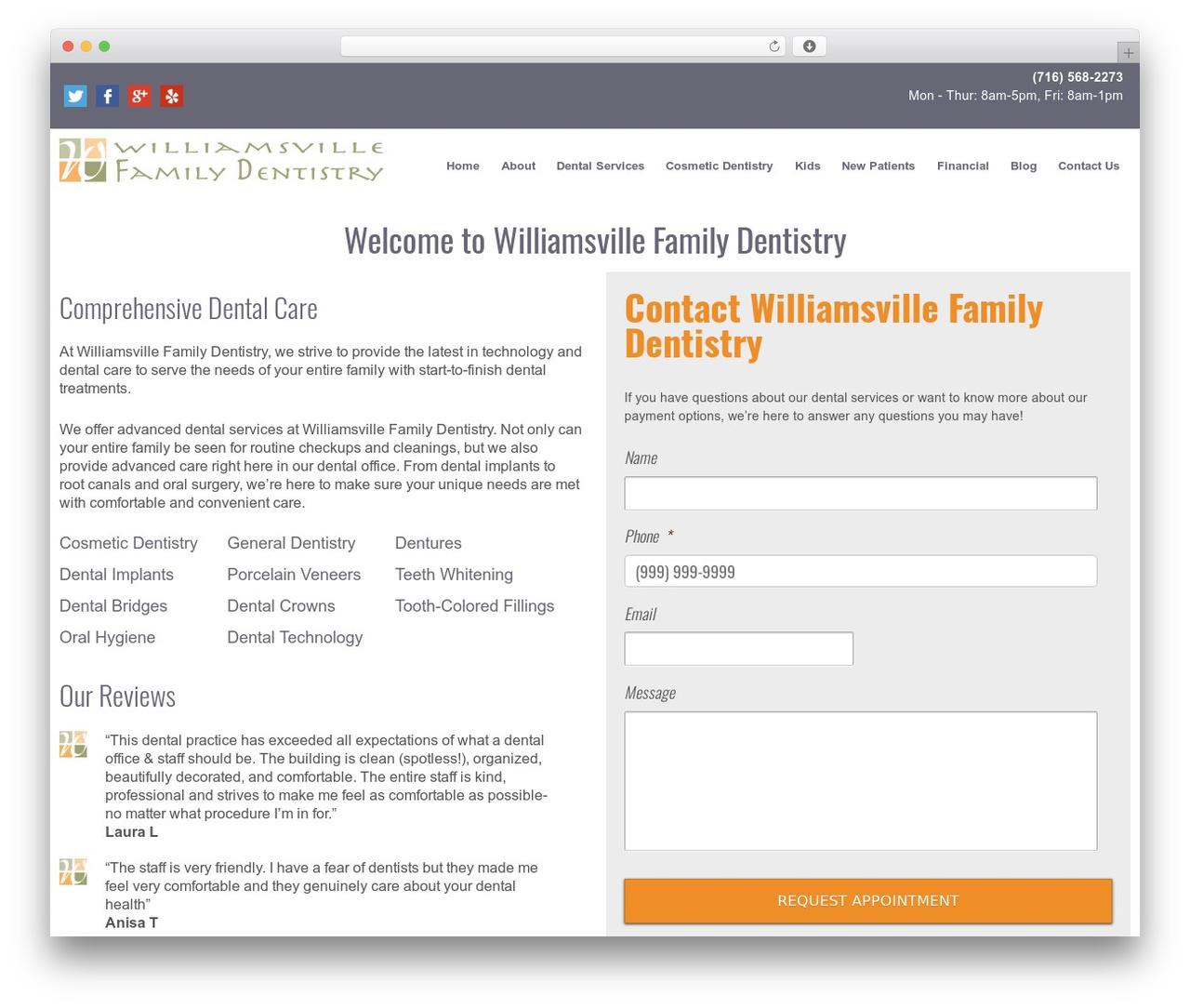 WP theme Responsive - williamsvillefamilydentistry.com